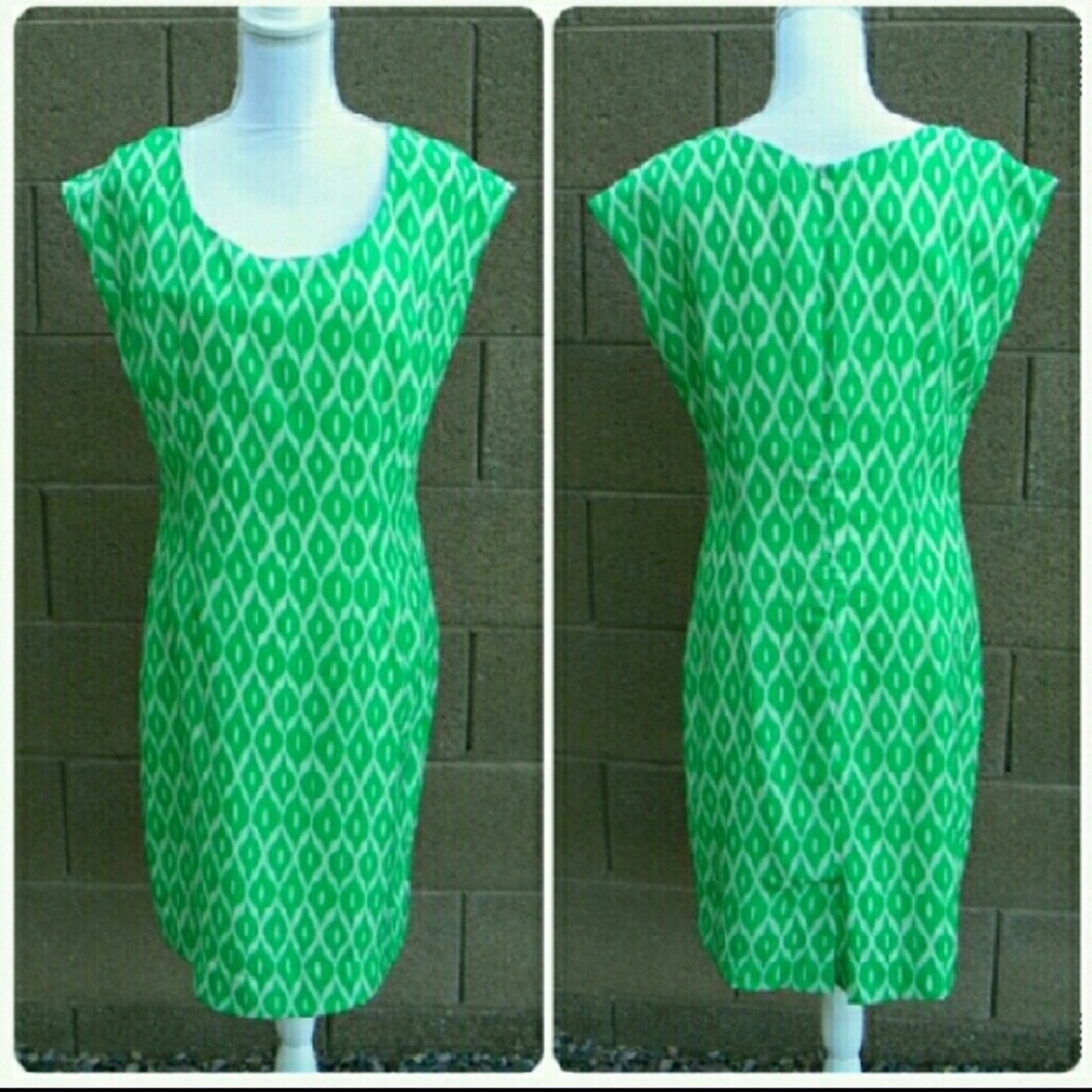 Green ikat sheath dress